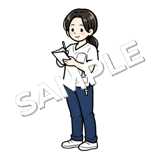 メモを取る女性作業療法士のイラスト