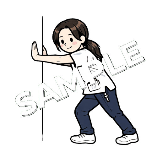 アキレス腱をストレッチする女性作業療法士のイラスト