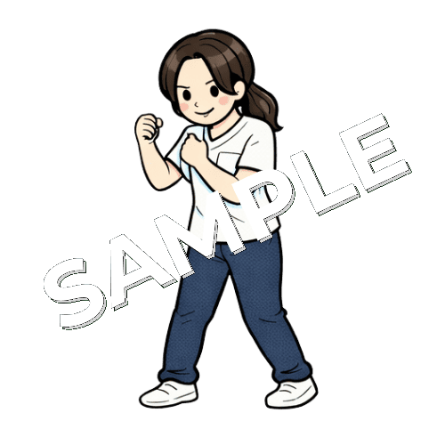 バトルポーズの女性作業療法士のイラスト