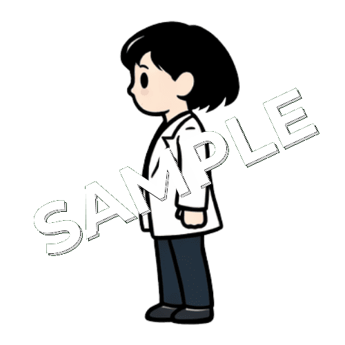 右を向くボブヘアの女性薬剤師のイラスト