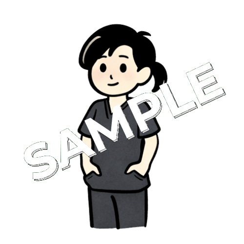 ポケットに手を入れる女性鍼灸師のイラスト