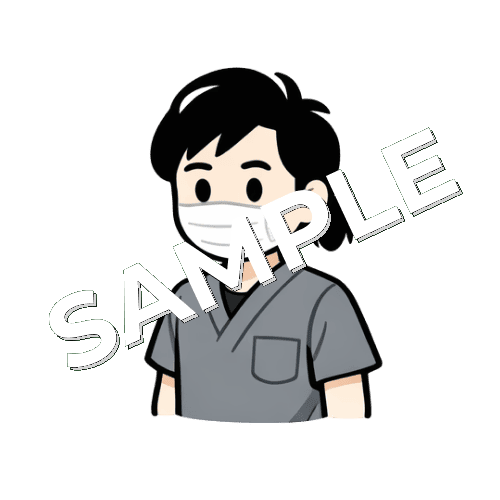 マスクを付けた女性鍼灸師のイラスト