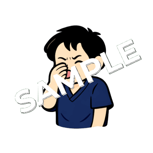 鼻をつまむ男性鍼灸師のイラスト