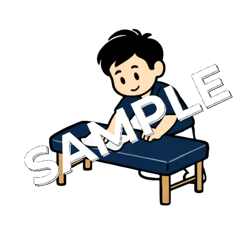 施術ベッドを拭く男性鍼灸師のイラスト