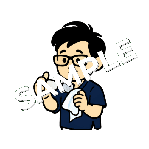 眼鏡を拭く男性鍼灸師のイラスト