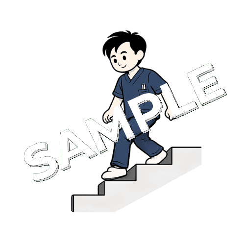 階段を下りる男性鍼灸師のイラスト