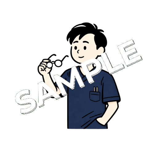 眼鏡を外す男性鍼灸師のイラスト