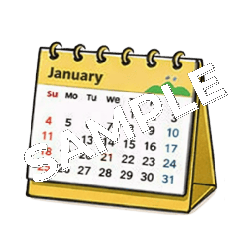 1月の卓上カレンダーのイラスト