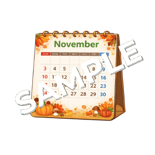 11月の卓上カレンダーのイラスト