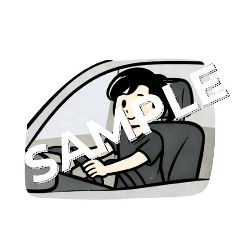 運転する女性鍼灸師のイラスト