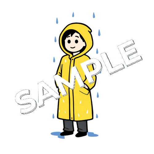 レインコートを着る女性鍼灸師のイラスト