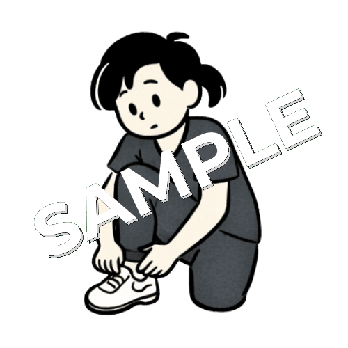 靴を履く女性鍼灸師のイラスト