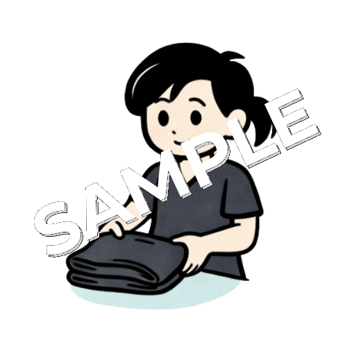 スクラブをたたむ女性鍼灸師のイラスト