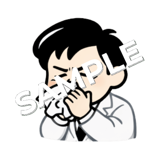 鼻をかむ男性薬剤師のイラスト