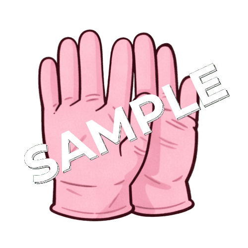 ピンクの医療用ゴム手袋のイラスト