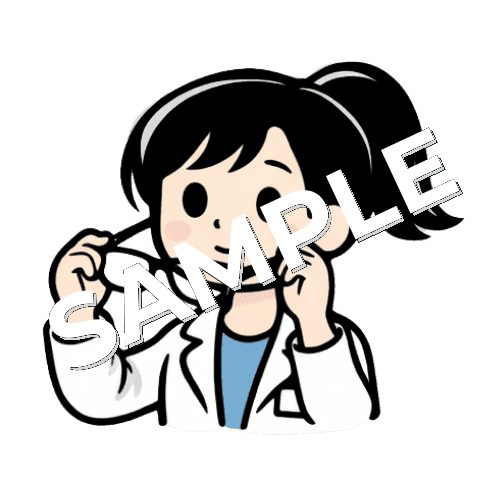 眼鏡を外す女性薬剤師のイラスト