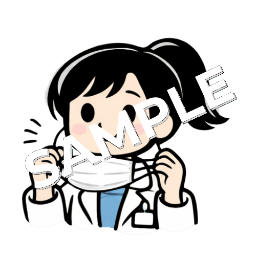 マスクを外す女性薬剤師のイラスト
