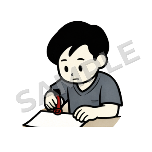 印鑑を押す男性鍼灸師のイラスト