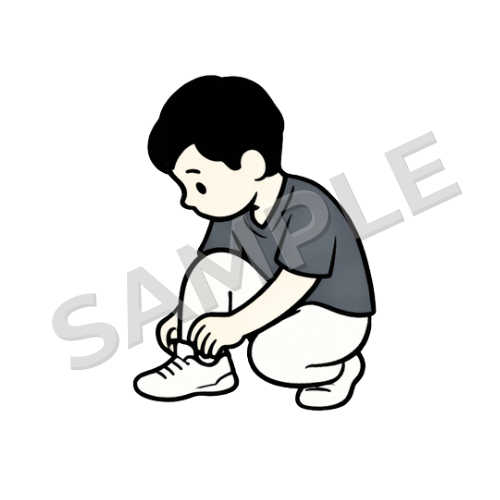 靴を履く男性鍼灸師のイラスト