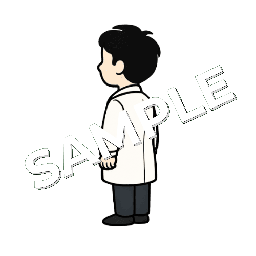 後ろ向きで立つ男性薬剤師のイラスト