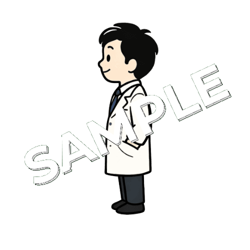 左向きで立つ男性薬剤師のイラスト