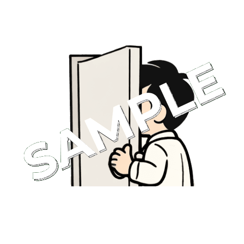 扉を閉める男性薬剤師のイラスト