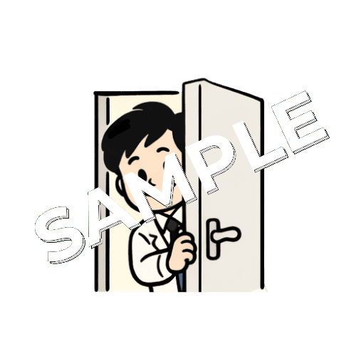 扉を開ける男性薬剤師のイラスト