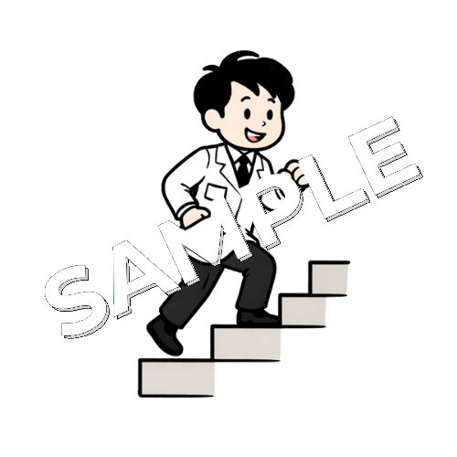 階段を上る男性薬剤師のイラスト