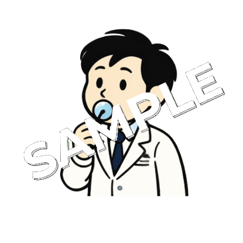飴をなめる男性薬剤師のイラスト