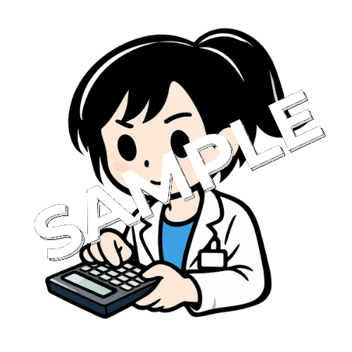 電卓をたたく女性薬剤師のイラスト