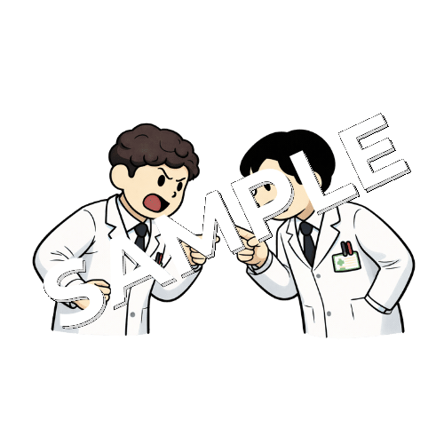 口論する男性薬剤師のイラスト