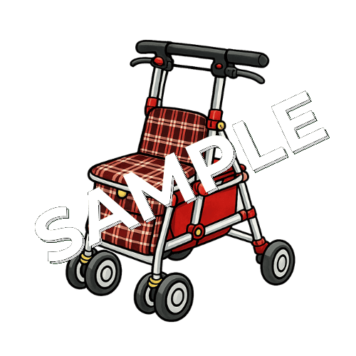 赤チェックのシルバーカーのイラスト