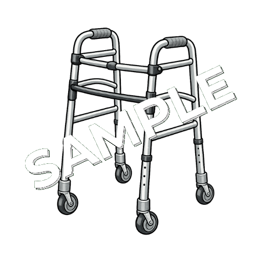 キャスター付き歩行器のイラスト