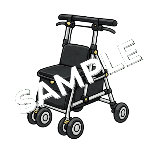 黒色のシルバーカーのイラスト