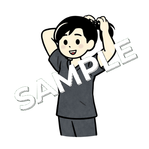 髪を結ぶ女性鍼灸師のイラスト