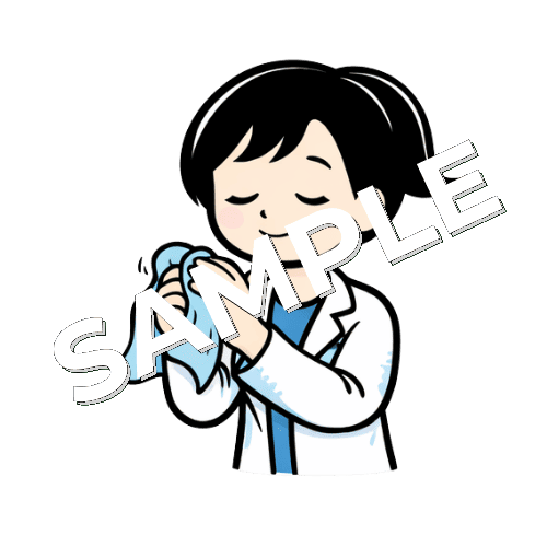 ハンカチで手を拭く女性薬剤師のイラスト