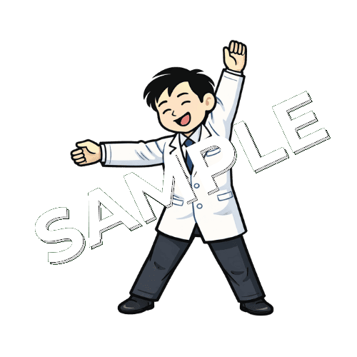 ラジオ体操をする男性薬剤師のイラスト