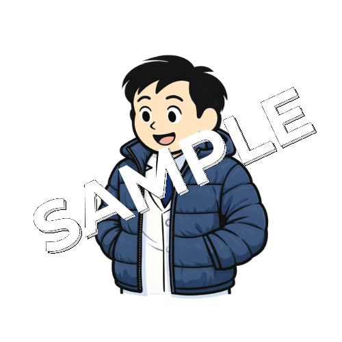 ダウンを羽織る男性薬剤師のイラスト