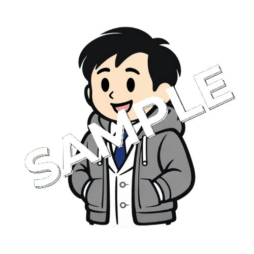 パーカーを羽織る男性薬剤師のイラスト