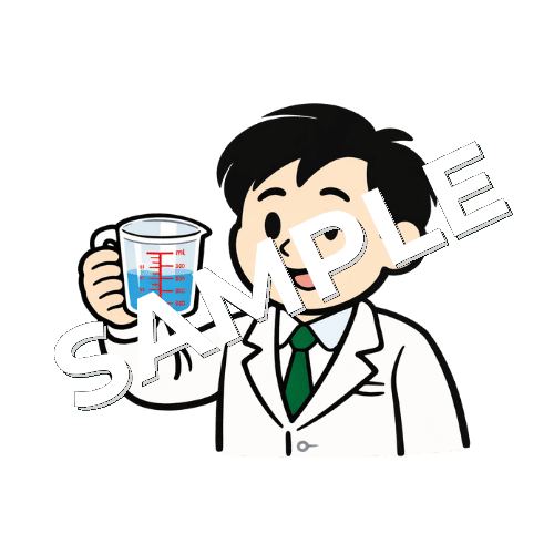 薬を量る男性薬剤師のイラスト