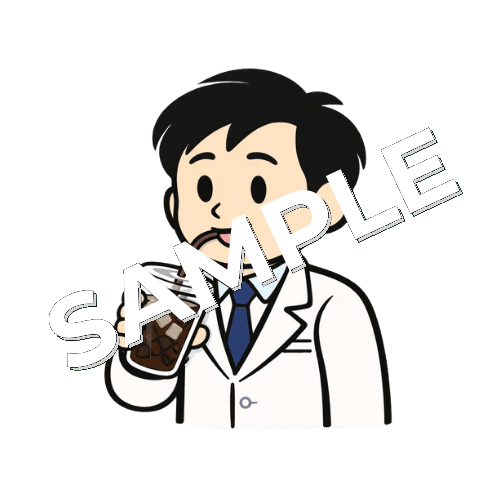 アイスコーヒーを飲む男性薬剤師のイラスト