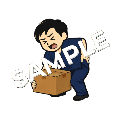 荷物を持ち上げて腰を痛める男性鍼灸師のイラスト