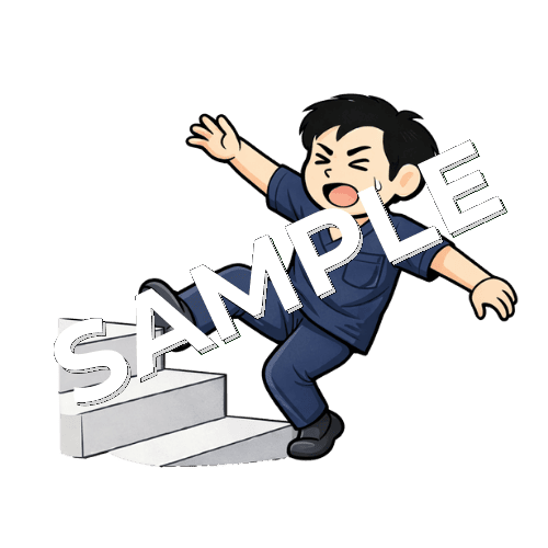 階段で躓く男性鍼灸師のイラスト