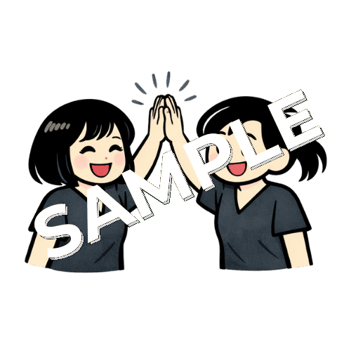 鍼灸師二人でハイタッチするイラスト