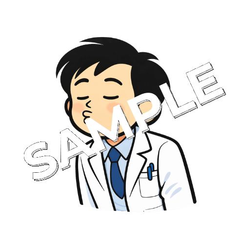 キス顔の男性薬剤師のイラスト