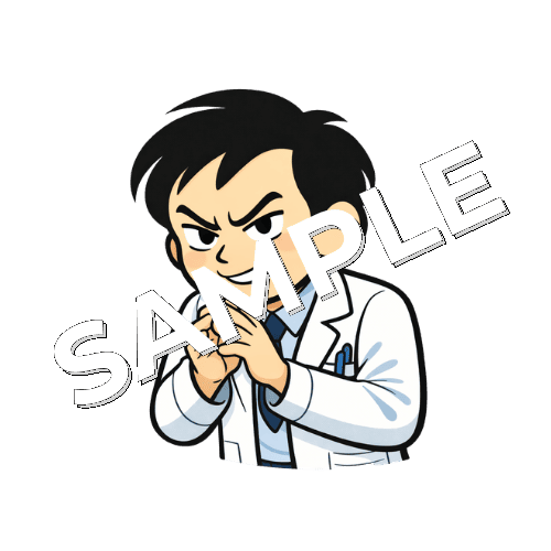 悪だくみの男性薬剤師のイラスト