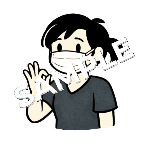 マスクをつけている女性鍼灸師のイラスト