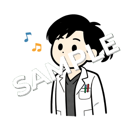 口笛を吹く女性薬剤師のイラスト