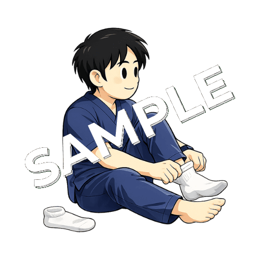 靴下を履く男性鍼灸師のイラスト