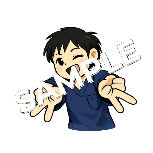 ギャルピースをする男性鍼灸師のイラスト